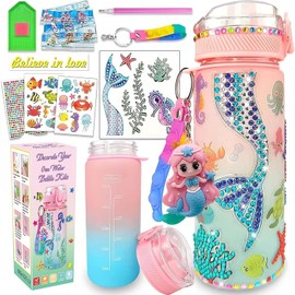 TUMYES Kit de Manualidades para Niñas, Regalo Niña el Día del Niño, Diamond Painting Kit de Agua, Pintura de Diamantes de Agua, con 600ML Botella Agua DIY y Pegatinas de Diamantes (Rosa)