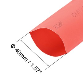TOP-VIGOR 40mm Heat Shrink Tubing, 1M Length Heat Shrink Sleeving, 2:1 Ratio Heat Shrink Tube for Electrical Insulation, Repairs, Wrap Cable, Wire Connectors, Red