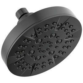 Delta 6-Setting Matte Black Shower Head with High Pressure Spray, 6 Inch Round Shower Head, Showerheads, 1.75 GPM Flow Rate, Matte Black 52535-BL