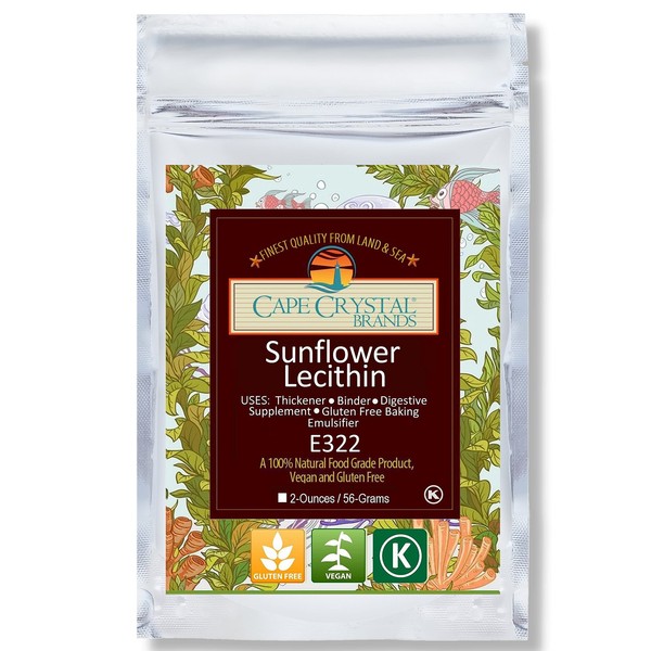 Cape Crystal Sunflower Lecithin Powder 100% Natural and Gluten-Free. It is The Vegan, Non-GMO Alternative to Soy Lecithin Powder (2-oz.)