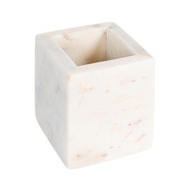 Creative Co-Op Square Marble Container, White