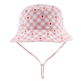 KeepSa 100% Cotton Sun Hat Baby Girls Boys Children Summer Children's Hat Fishing Hat with Wide Brim, Small Strawberry