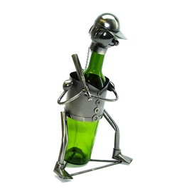 Imported Gift Depot Happy Focused Baseball Player Wine Metal Wine Bottle Holder Character
