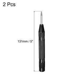 sourcing map Automatic Center Punch, 5-Inch Spring-Loaded Center Hole Puncher Marker Hand Tool Adjustable Black for Wood Metal Plastic 2pcs
