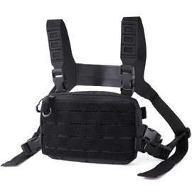 E-enemo Chest Rig (molle Compatible/Adjustable Size) Chest Bag, Survival Game Equipment, Tactical Body Bag, Black