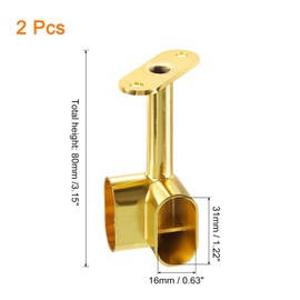 sourcing map 2Pcs 1.22 x 0.63 Closet Rod Support Bracket, Rod Holder Wardrobe Accessories Clothes Rail Seat for Bedroom Bathroom, Gold