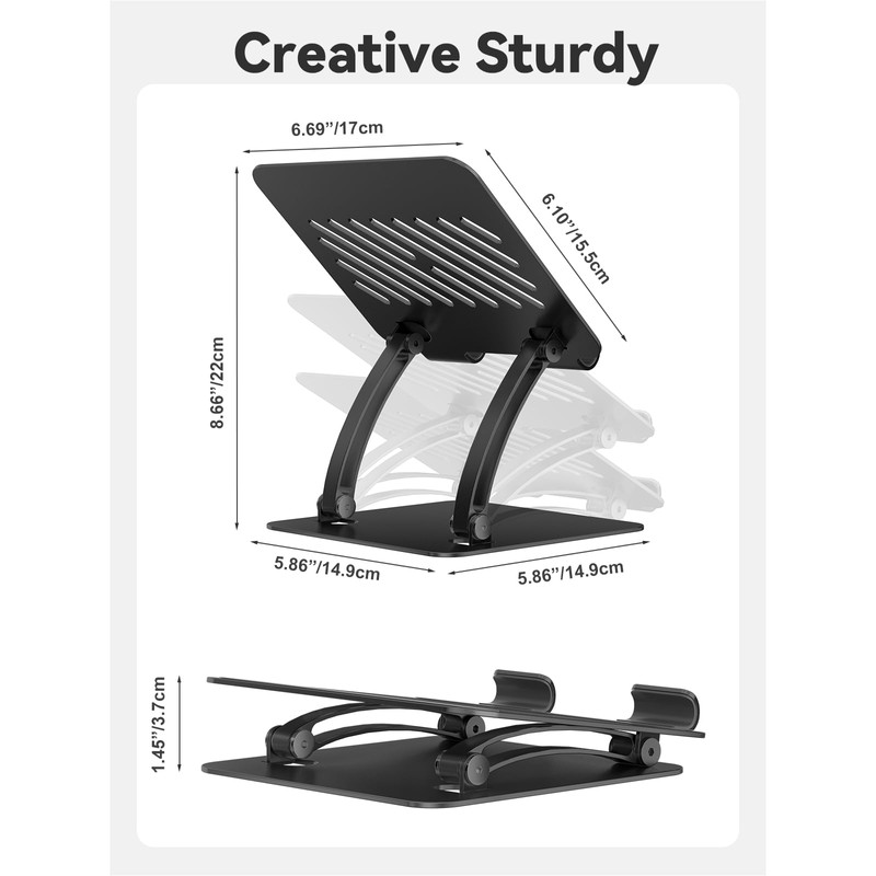 tounee Tablet Holder Stand, Dual Rod Adjustable Aluminum Desktop Stand,