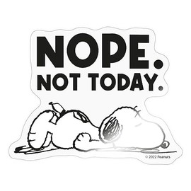 Spreadshirt Peanuts Snoopy Nope Not Today Office Humour Stickers, 10 x 10 cm, Glossy Transparent