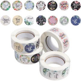 CCINEE 2000PCS Thank You Sticker,Floral Greenery Round Thank You Sticker Label for Birthday Wedding Party Gift Packaging