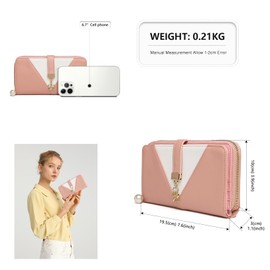 Miss Lulu Women's Purse, Women's Purse, Tri-Colour Long Purse with Multiple Card Slots and Spacious Compartment Made of PU Leather, 2-3 Pink