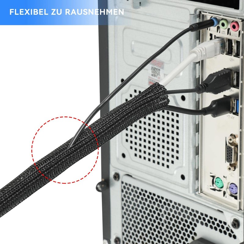 AGPTEK 2 m Cable Sleeve, 25-39 mm Self-Closing Cable Duct,