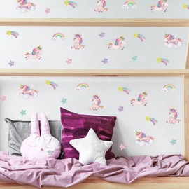 Stickerscape Unicorn Wall Stickers (Unicorn and Stars) | Easy to Apply and Cleanly Removable | 36 Stickers for Walls Included | Unicorn Bedroom Accessories