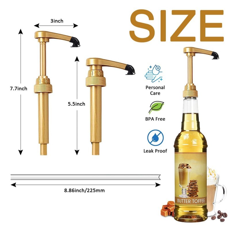 8 pcs Syrup Pumps with Cap to Avoid Dripping, Leak