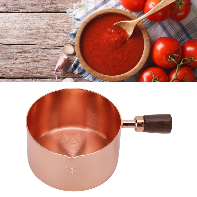 Sauce Pan Wooden Handle Rose Gold Stainless Steel Sauce Pot