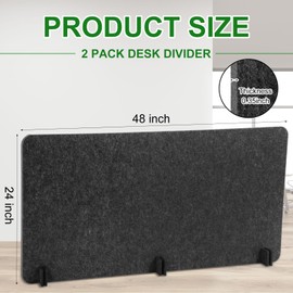 DoubleFill 2 Pack Acoustic Desk Divider Partition 23.6 x 47.2" Stand up Freestanding Privacy Panel Noise Visual Distractions Reducing Table Divider for Student Reception Area Office (Deep Gray)