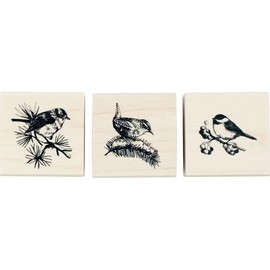 Inkadinkado Winter Birds Wood Stamp for Arts and Crafts 3 Pc. 1.5'' W x 1.5'' L
