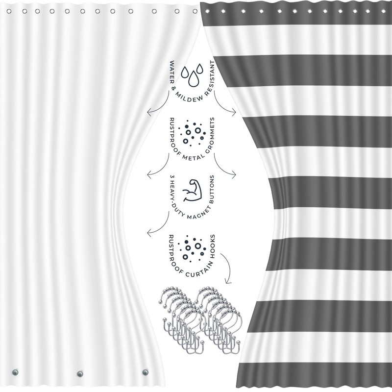 Clara Clark Bathroom Accessories Set - 23PC Shower Curtain Set