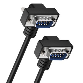 Hanprmee Dual Right Angle DB9 9 Pin Serial Cable, DB9 9 Pin Serial Cable Male to Male RS232 Straight Through, Laptop for Scanner, Modem, Printer, Plotter, Camera and More (3Ft)