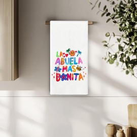 Bnzolyoia Abuela Grandma Dish Towels - Abuela Grandma Gifts, Spanish Grandma Abuelita Abuela Gifts, Best Grandma Ever La Abuela Más Bonita Microfiber Hand Towels for Bathroom Kitchen 16x24
