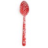 Enamelware Slotted Spoon, 12 inch, Red/White Splatter (Single)