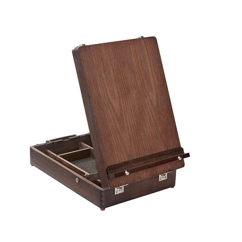 KINGART 702 Adjustable Wood Table Sketchbox Easel, Premium Beechwood Espresso