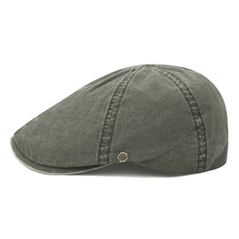 VOBOOM Cotton Flat Cap Cabbie Hat Gatsby Ivy Cap Irish Hunting Hat Newsboy (Washed Army Green)