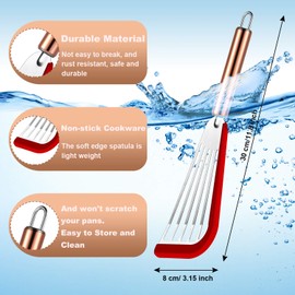 2 Pieces Slotted Spatula Flexible Stainless Steel Spatula with Silicone Top Soft Edge Slotted Spatula Turner with Golden Handle (Black and Red)