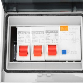 2 Way Consumer Unit Circuit Breaker Panel, Garage Consumer Unit Leakage Circuit Breaker Box Main Isolator Switch for Garage Caravan Workshop, IP65 Protective Plastic 40Amp 30mA RCD + 2 MCB(6A+16A)