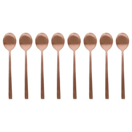 Argon Tableware Stainless Steel Teaspoons - 14.5cm - Copper - 8X Tea Spoons High Polished Metal Spoons 8-Piece Tea Coffee Sugar Spoon Cutlery Set