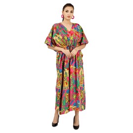 Earthen Threads - Traje de baño para mujer, talla grande, color caftán ligero, manga murciélago, para piscina, centro turístico, día festivo, Frida-Kaftan-rosa