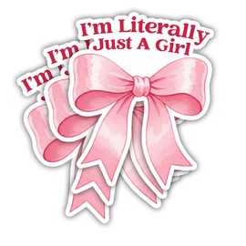 BAVAHA I'm Literally Just A Girl Sticker Coquette Bow Girly Decal New Driver Bumper Sticker for Girls Women, Cute Pink Decal for Car Windows Auto Bumper Water Bottle