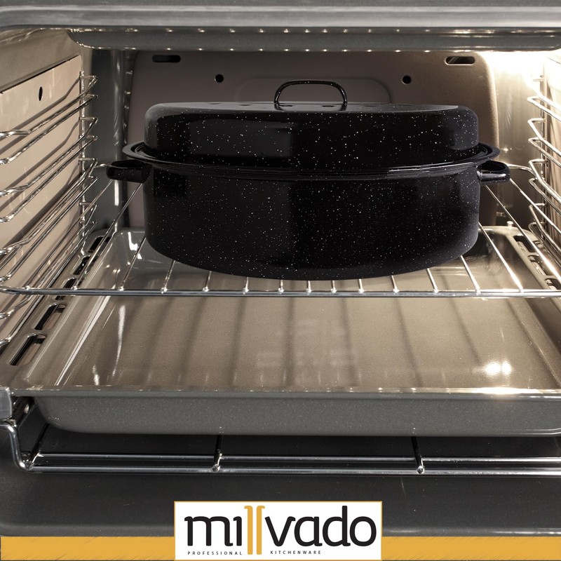 Millvado Granite Roasting Pan, 10 lb Capacity Turkey Roasting Pan