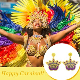 Mardi Gras Earrings Mardi Gras Outfit Shirts for Women Acrylic Carnival Dangle Earrings Jewelry Mardi Gras Accessories for Women