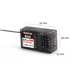Radiolink R6F RC Receiver 2.4 GHz 6-Channel Long Range up to 400 m for Cars Boats Compatible with RC4GS / RC6GS Series T8FB/T8S