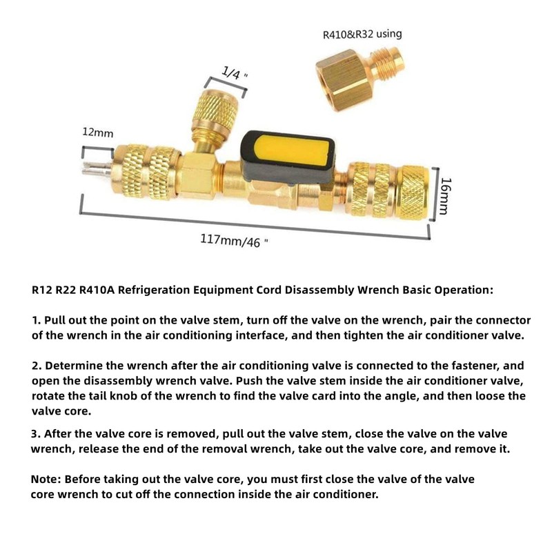 R410a R22 Valve Core Remover Installation Tool Ac R12 R22