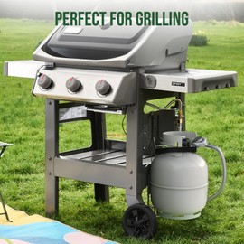 Alloxity Propane Regulator with Hose, 2FT Stainless Steel & PVC Hose, 0-1Psi Low Pressure Regulator, Fits Weber Genesis/Summit Grill/Blackstone 28"&36" Griddle