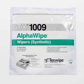 Texwipe TX1009 AlphaWipe Heavyweight Polyester Cleanroom Wiper, 9" x 9", White (Pack of 150)