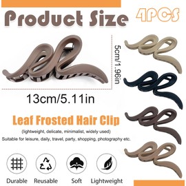 Eowppue Hair Clips for Women,4pcs Strong Hold Curved Hair Clips，Durable and Non-Slip Claw Clips,Premium Hair Clip