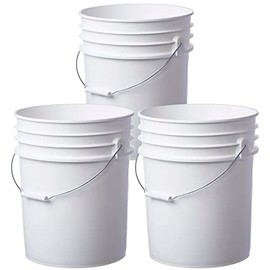 Hudson Exchange 5 Gallon (3 Pack, White) Bucket Pail Container with, Food Grade BPA Free HDPE, NO LIDS