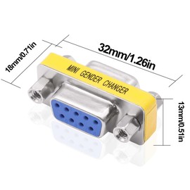 YARCHONN DB9 Gender Changer Solderless Connector Female to Female Adapter Mini RS232 D-SUB 9 Pin Serial Cable Coupler-4pcs (FF)