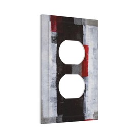 Rustic Graffiti Grunge Red Black and Grey Gray Oil Painting Art Abstract 1 Gang Device Single Receptacle Duplex Outlet Covers Decorative Electrical Wall Plate Decorator Light Switch Cover Faceplate