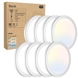 8PACK LED Flush Mount Ceiling Light Fixture, 3000K-4000K-6500K & 100W Equivalent Modern Kitchen Recessed Ceiling Lamp 15W 1500Lm 7.5 Inch Closet Round Surface for Bathroom Laundry Bedroom Hallway