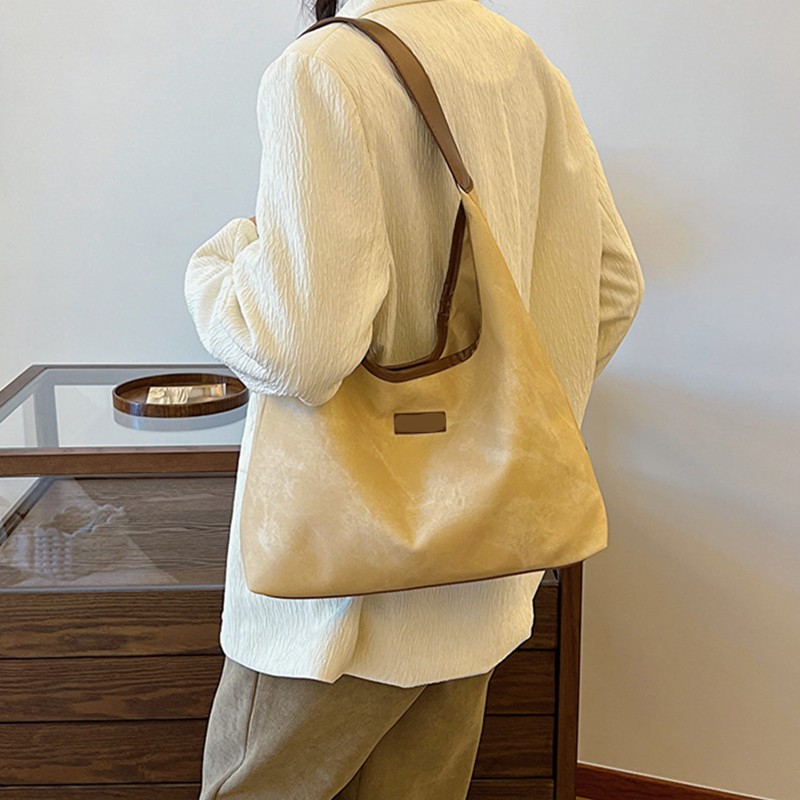 Shoulder Bag for Women Soft PU Leather Minimalistic Top Handle