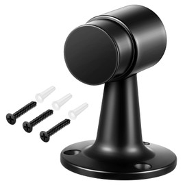Yaocom 1 Pack Heavy Duty Floor Mounted Door Stop 3 in Aluminum Commercial Grade Door Stopper with Rubber Bumper & Stainless Steel Screws (Black)