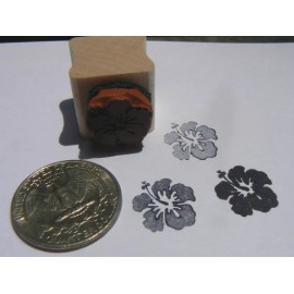 dragonflylaser P24  Miniature Hibiscus flower rubber stamp  WM
