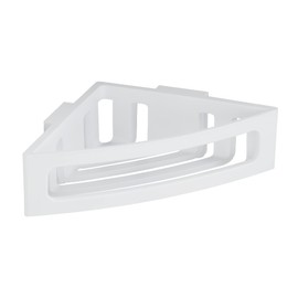 WENKO Turbo-Loc Bralia Corner Shelf, Plastic Bathroom Shelf, No Drilling Required, Deep Basket for Secure Standing of Shampoo and Shower Gel, for Bath and Shower, 35 x 8.5 x 20 cm, White