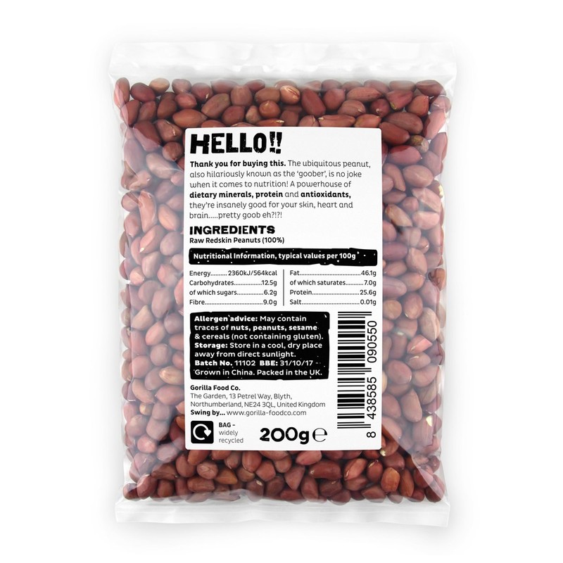 Gorilla Food Co. Redskin Peanuts Whole - 200g