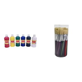 Casafoyer Washable Finger Paints and Stubby Ox Hair Paint Brushes Combo Kit for Creative Arts and Crafts Activities