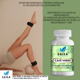 Caf Verde 100 Puro 120 Cpsulas SAISA HERBAL  Suplemento Natural  Apoyo Metablico, Antioxidante y Control de Peso                                      