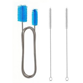 Flexible Long Drain Brush, 66 Inch Double Elastic Ended Nylon Cleaner Pipe Brush, and 2 PCS of 8 Inch Straw Cleaner Brush, Pipe Cleaners Brush Tool Kits (Blue + White)